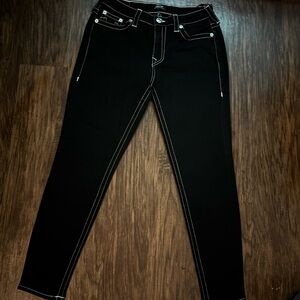 True Religion Black Skinny Jeans with Contrast White Stitching